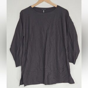 Eileen Fisher Jersey Tunic Top 3/4 Sleeve Blouse Size S Womens